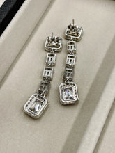 Load image into Gallery viewer, Radiant + Baguette Cut CZ + 925 Sterling Silver Dangle Earrings
