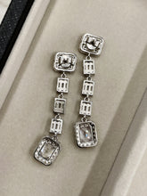 Load image into Gallery viewer, Radiant + Baguette Cut CZ + 925 Sterling Silver Dangle Earrings

