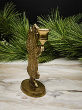 Load image into Gallery viewer, Vintage Solid Brass Santa Candlestick Holder
