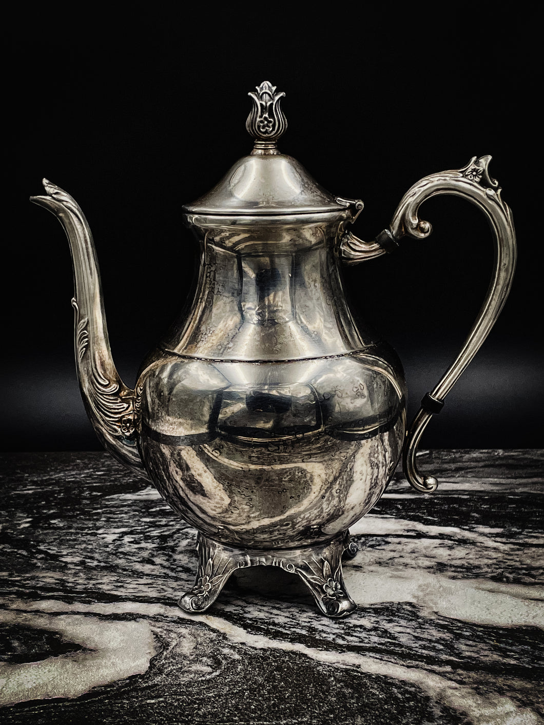 Vintage Silverplate Footed Tea Pot