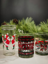 Load image into Gallery viewer, Signed Vintage Houze Seasons Greetings Double Old Fashioned Christmas Glasses, Set of 4
