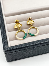 Load image into Gallery viewer, Vintage 14k Gold + Enamel Earrings
