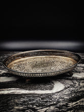 Load image into Gallery viewer, Vintage Oval Gallery Edge, Footed Silverplate Tray
