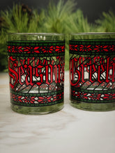 Load image into Gallery viewer, Signed Vintage Houze Seasons Greetings Double Old Fashioned Christmas Glasses, Set of 4
