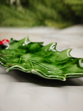 Load image into Gallery viewer, Vintage 1960&#39;s Handpainted Holly Leaf + Berries Candy/Trinket Dish
