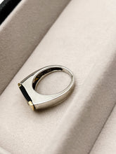Load image into Gallery viewer, 18k Gold, Sterling + Onyx Half Moon Ring
