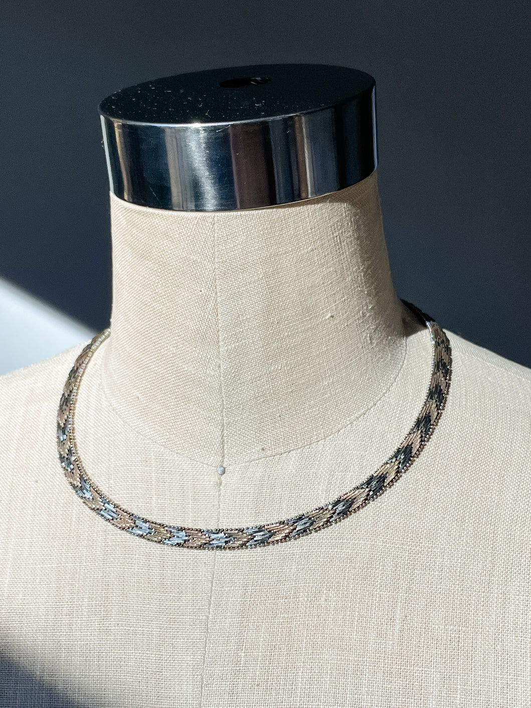Vintage Sterling Silver 1930's Two-Tone Riccio Necklace