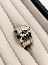 Load image into Gallery viewer, Vintage Sterling, 18k White Gold + Diamond Stacked Ring
