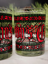 Load image into Gallery viewer, Signed Vintage Houze Seasons Greetings Double Old Fashioned Christmas Glasses, Set of 4
