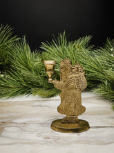 Load image into Gallery viewer, Vintage Solid Brass Santa Candlestick Holder
