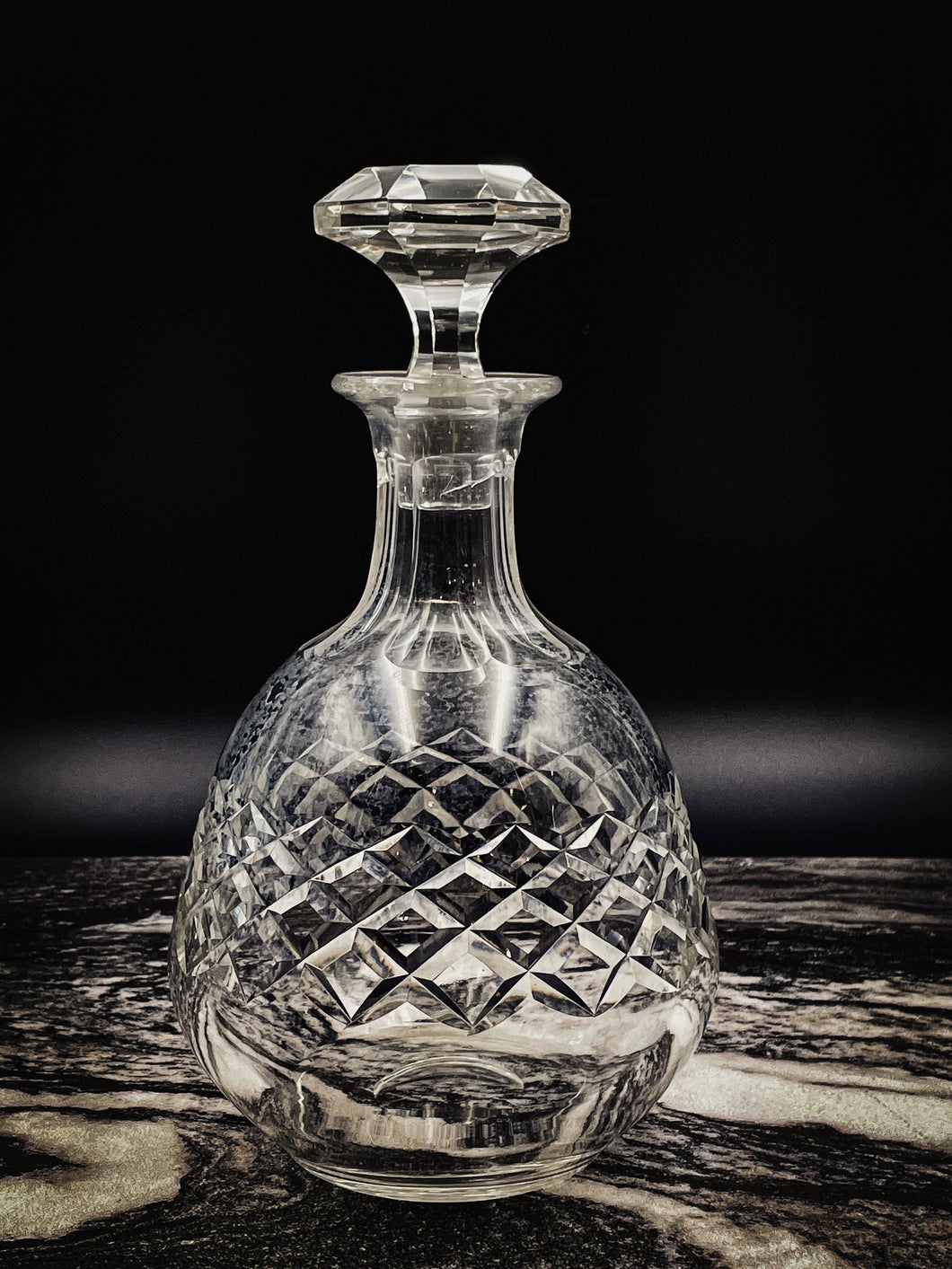 Vintage Diamond Pattern Cut Crystal Decanter