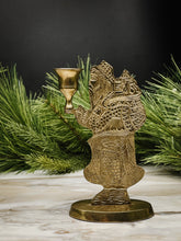 Load image into Gallery viewer, Vintage Solid Brass Santa Candlestick Holder
