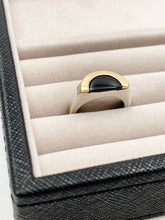Load image into Gallery viewer, 18k Gold, Sterling + Onyx Half Moon Ring

