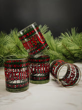 Load image into Gallery viewer, Signed Vintage Houze Seasons Greetings Double Old Fashioned Christmas Glasses, Set of 4
