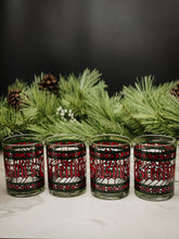 Load image into Gallery viewer, Signed Vintage Houze Seasons Greetings Double Old Fashioned Christmas Glasses, Set of 4
