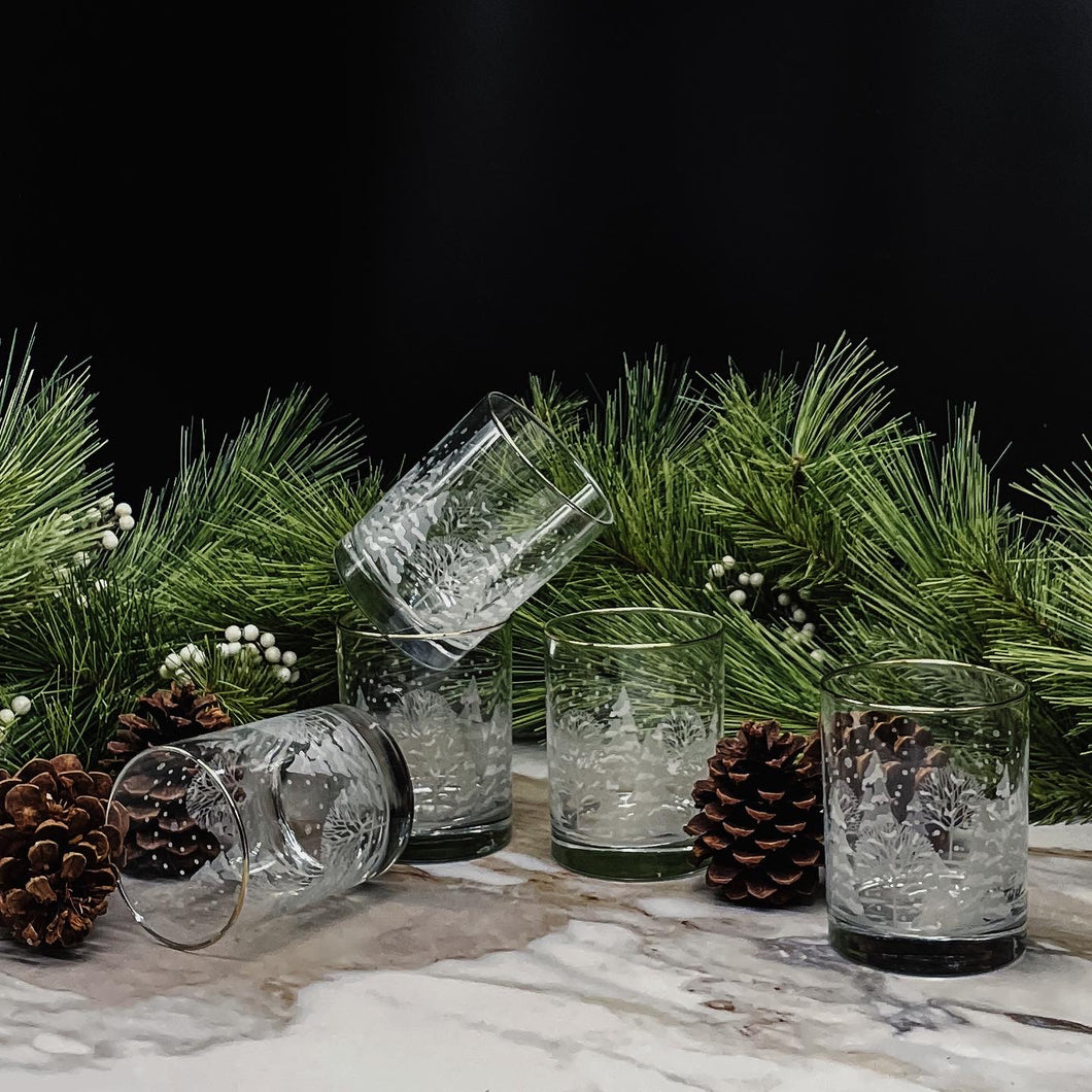 Vintage Libby Winter Wonderland Double Old Fashioned Glasses, Set Of 5