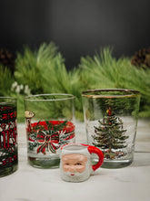 Load image into Gallery viewer, Vintage, Set of 6, Spode Gold Rimmed Double Old Fashioned Christmas Glasses
