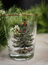 Load image into Gallery viewer, Vintage, Set of 6, Spode Gold Rimmed Double Old Fashioned Christmas Glasses
