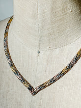 Load image into Gallery viewer, Vintage Sterling Silver 1930&#39;s Tri-Tone Riccio V Necklace
