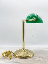Load image into Gallery viewer, Vintage Green Glass Bankers Lamp
